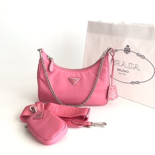 New Prada Hobo Re-Edition with Strap in Pink