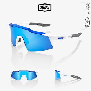 100% : Speedcraft SL Matte White Metallic Blue Hiper Blue Multilayer Mirror Lens