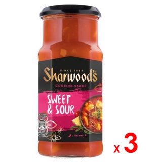 SHARWOODS ซอสปรุงอาหาร ชาร์วูดส์ รสเปรี้ยวหวาน สวีท แอนด์ ซาว ผสมมะเขือเทศ แห้ว สับปะรด และผัก ชุดละ 3 ขวด ขวดละ 425 กร