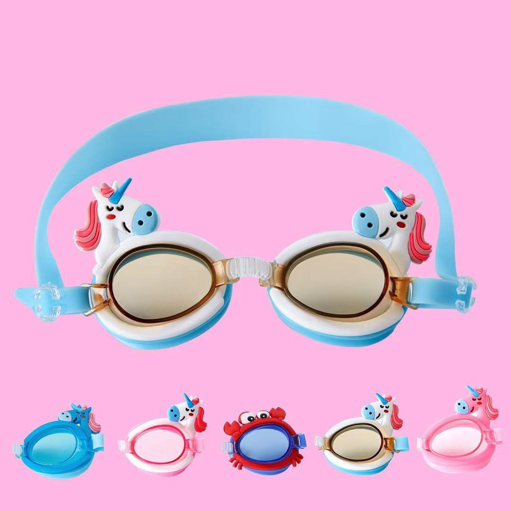 ภาพหน้าปกสินค้าพร้อมส่ง แว่นตาว่ายน้ำ แว่นตาว่ายน้ำเด็ก แว่นตาว่ายน้ำสำหรับเด็ก ลายยูนิคอน,ปู น่ารัก จากร้าน saki_store บน Shopee
