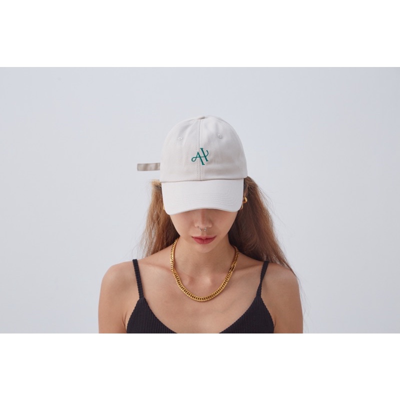 ahc000-logo-cap-khaki-หมวกผ้าคอตตอนสกรีนโลโก้