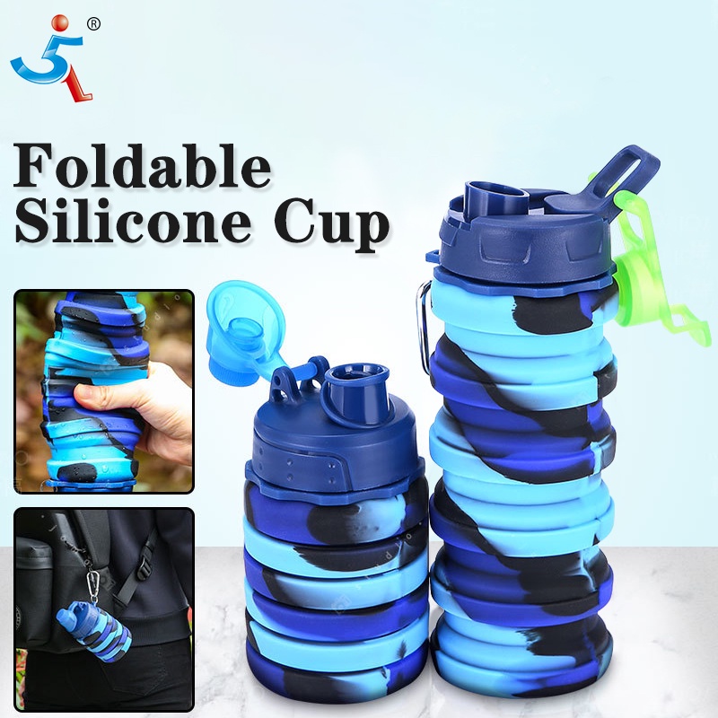 ขวด-น้ําซิลิโคน-พับได้-500ml-ท่องเที่ยว-แก้วน้ํา