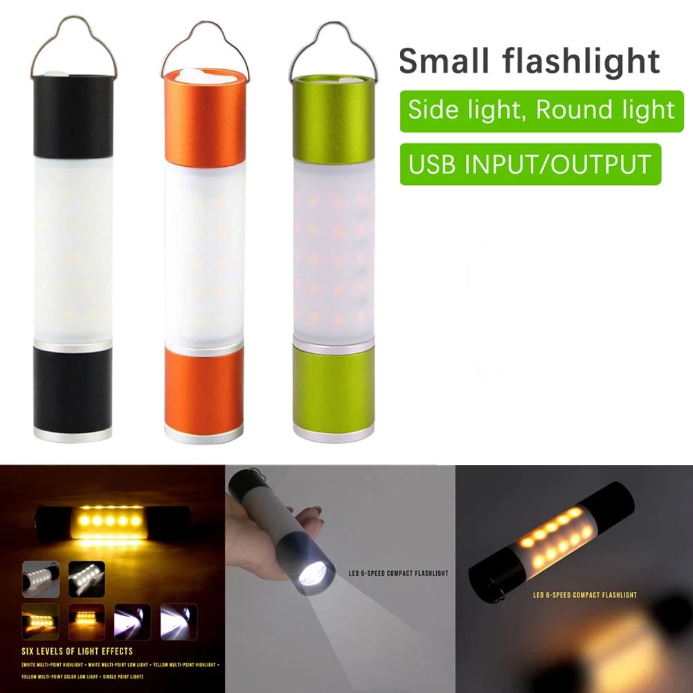 ภาพหน้าปกสินค้าOutdoor Aluminum Alloy LED Flashlight/ Portable USB Rechargeable Tent Hanging Lamp จากร้าน ninja.th บน Shopee