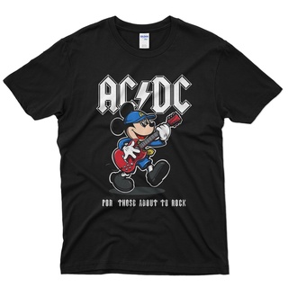 【100% cotton】พร้อมส่ง เสื้อยืด พิมพ์ลายมิกกี้เมาส์ ACDC แนวสตรีท คุณภาพสูง สไตล์วินเทจ