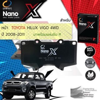 Compact รุ่นใหม่ ผ้าเบรคหน้า TOYOTA VIGO 4WD ปี 2008-2011 Compact NANO X DEX 705 ปี 08,09,10,11,51,52,53,54