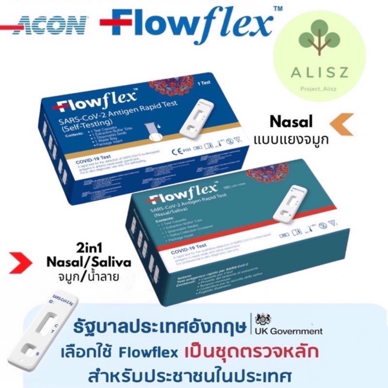 【พร้อมส่ง 】Flowflex 2in1 เขียว จมูก & น้ำลาย /1:1 น้ำเงิน จมูก แม่นยำ ...