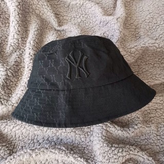 MLB monogram jacquard bucket hat NY หมวกปีกสีดำ logo ny สีดำ