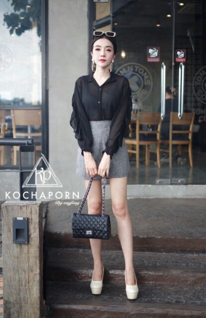 kochaporn-ชุดเซ็ตผ้าชีฟอง-งานกระดุมเต็มตัว-ใส่ทำงานได้-คุ้มค่าแน่นอนเหมาะกับอากาศช่วงนี้ด้วยนะคะ