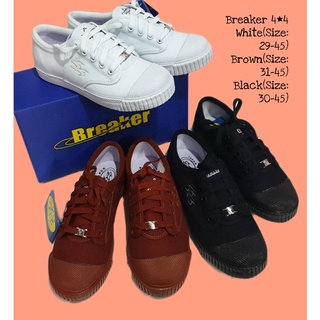 ภาพหน้าปกสินค้ารองเท้านักเรียน รองเท้าผ้าใบนักเรียน Breaker เบรคเกอร์ 4*4 สีดำ, ขาว, น้ำตาล ที่เกี่ยวข้อง