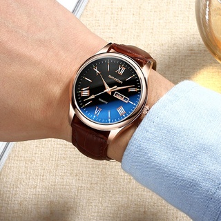 SANDA Leather Calendar Mens Watches Top Brand Luxury Luminous Wrist Watch Bussiness Week Gold Clock relogio masculino 2