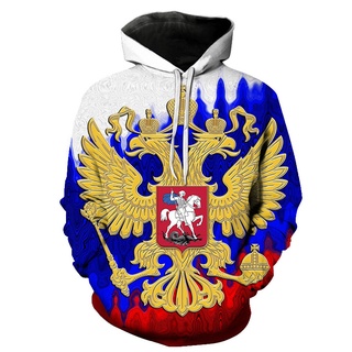 เสื้อกันหนาวแขนยาว มีฮู้ด พิมพ์ลายธงชาติรัสเซีย หมี 3 มิติ สวมใส่สบาย เหมาะกับฤดูใบไม้ร่วง สําหรับผู้ชาย 2022