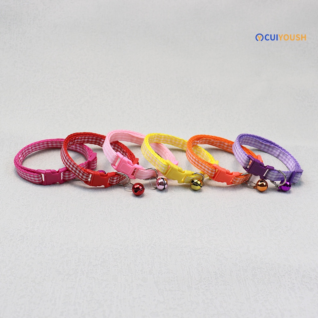 cuiyoush-ปลอกคอสัตว์เลี้ยง-ลายสก๊อต-หลากสี-หัวเข็มขัดกระดิ่ง-ขนาดเล็ก-อุปกรณ์เสริมสําหรับสัตว์เลี้ยง-สุนัข-แมว