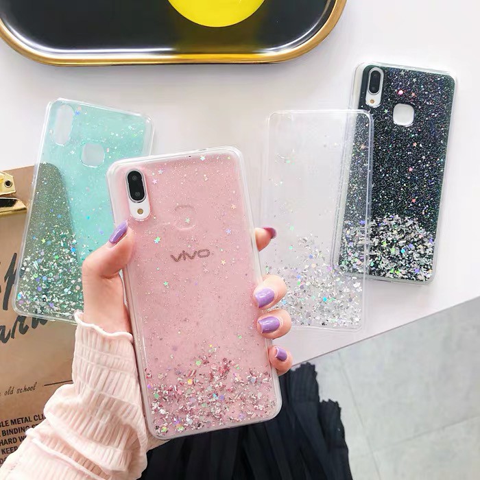 เคสโทรศัพท์-tpu-แบบนิ่ม-ประดับเลื่อมกลิตเตอร์-สีใส-สําหรับ-vivo-y67-v5-y66-y75-v7-y79-y85-v9-v11i-y95-y91i