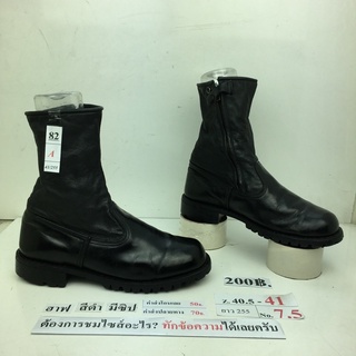 กรุณาทักหาผู้ขายเพื่อเลือกสินค้าก่อนสั่งซื้อ ‼️ รองเท้าฮาฟมีซิปข้าง รองเท้าบูท หนังสีดำ มือสอง นำเข้า