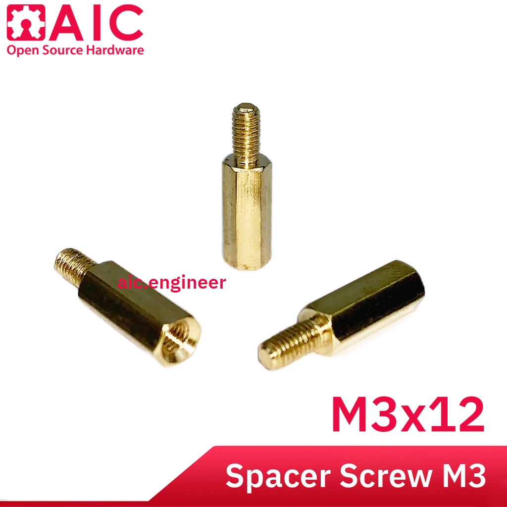 spacer-screw-m3-ความยาว-8-12-15-20-40-มิลลิเมตร-ทองเหลือง-แพ็ค-10-ชิ้น-aic