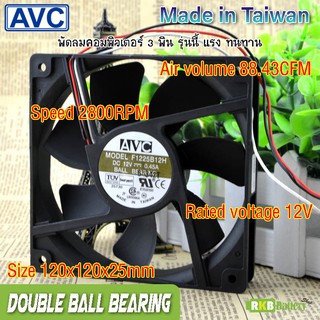 ภาพหน้าปกสินค้า[พร้อมส่ง] พัดลม AVC (Made in Taiwan) ขนาด 12cm 2800rpm 3pin Double ball bearing แรง ทน เงียบ ที่เกี่ยวข้อง