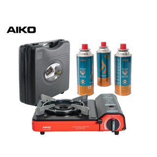 ภาพหน้าปกสินค้าAIKO #AK-211PF สีแดง เตาแก๊สปิคนิค 2.4 KW. +GC1000 สามกระป๋อง ***รับประกัน 1 ปี ที่เกี่ยวข้อง