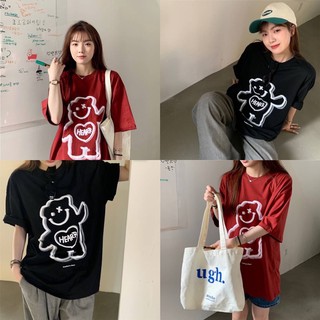 🧇Hearr Heart Bear tee🧇เสื้อยืดโอเวอร์ไซส์สกรีนลายหมี