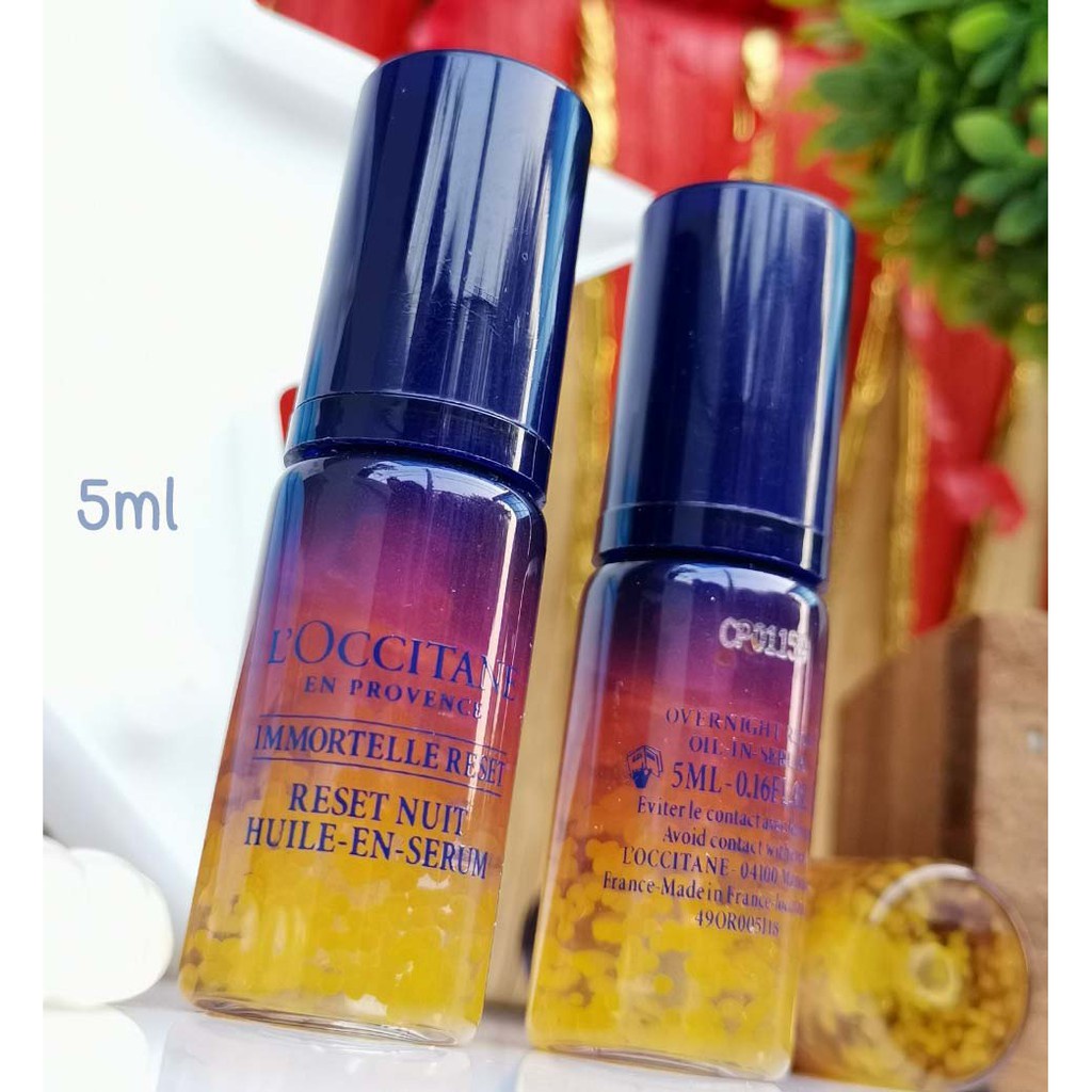 ของแท้-พร้อมส่ง-เซรั่มตัวแพงขนาดทดลอง-loccitane-immortelle-over-night-reset-oil-in-serum-5-ml