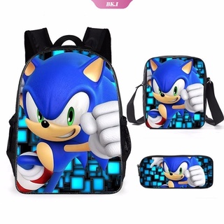 กระเป๋าเป้สะพายหลัง ผ้าออกซ์ฟอร์ด กันน้ํา ลายการ์ตูนอนิเมะ Super Sonic เหมาะกับการเดินทาง สไตล์ญี่ปุ่น สําหรับผู้ชาย และผู้หญิง จํานวน 3 ชิ้น ต่อชุด
