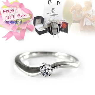 Finejewelthai แหวนเพชร-แหวนเงิน-แหวนคู่-เงินแท้-เพชรสังเคราะห์-Couple-Diamond CZ-Silver-Wedding-Ring - Gift_set110