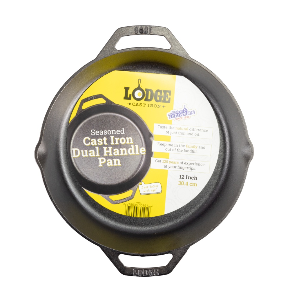 Lodge 12 Inch (30.4cm) Cast Iron Pan with Loop Handles กระทะเหล็กหล่อ ...