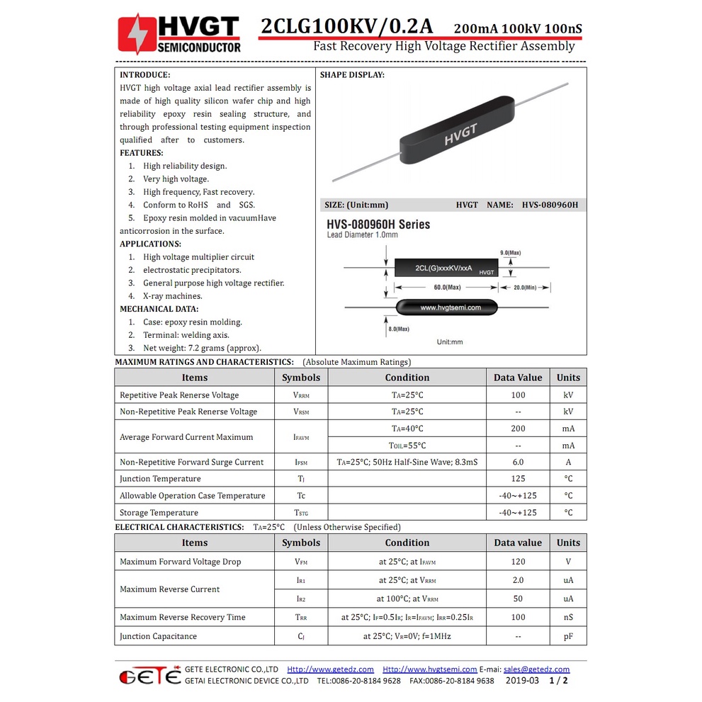 hvgt-high-voltage-diode-2clg100kv-0-2a-silicon-rectifier-assembly-200ma-100kv-100ns-fast-recovery-high-frequency