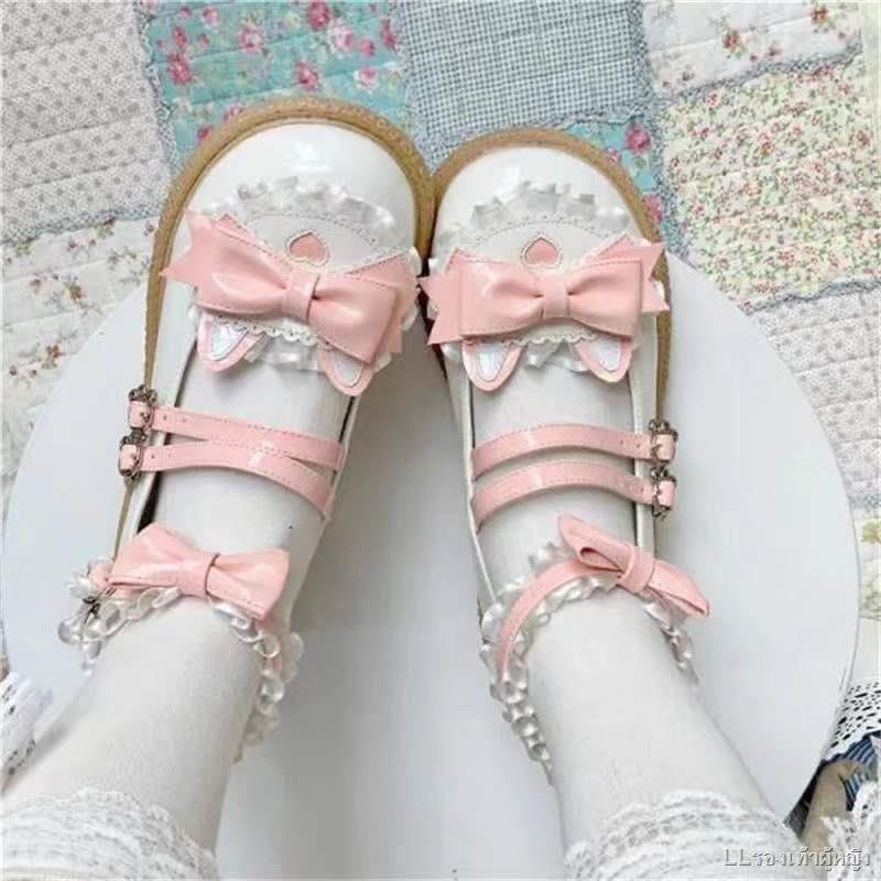 spot-soft-girl-น่ารัก-jk-bow-เป็ดแมนดารินรองเท้าหนังขนาดเล็กผู้หญิง-all-match-หวานและน่ารัก-bell-รองเท้า