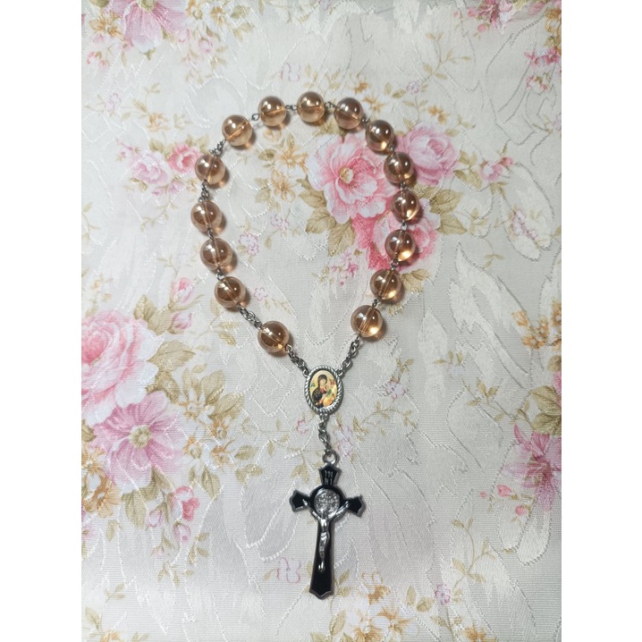1-สายประคำ-คาทอลิก-ออโรร่า-12-มม-แบบ-15-เม็ด-กางเขนดำ-aurora-catholic-rosary-12-mm-15-beads-black-cross