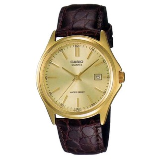 สินค้า Casio นาฬิกาข้อมือ ผู้ชาย สายหนังสีน้ำตาล รุ่น MTP-1183Q-9A ( Gold/Brown )