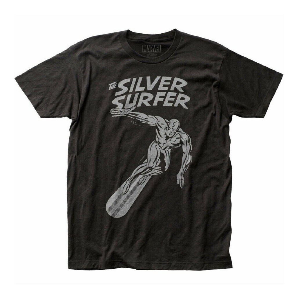 เสื้อยืดผู้ชาย-ขายดี-เสื้อยืด-พิมพ์ลาย-marvel-surfer-cosmic-wanderer-สีเงิน-สําหรับผู้ใหญ่-s-5xl