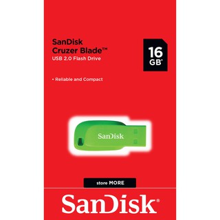 ภาพขนาดย่อของภาพหน้าปกสินค้าSanDisk CRUZER BLADE USB แฟลชไดร์ฟ 16GB Green, USB2.0 (SDCZ50C_016G_B35GE) จากร้าน sandisk_thailand_officialshop บน Shopee ภาพที่ 1