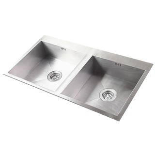 Embedded sink SINK BUILT 2BOWL LUCKY FLAME EUS-1052 STAINLESS Sink device Kitchen equipment อ่างล้างจานฝัง ซิงค์ฝัง 2หลุ