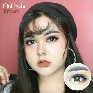 Mini Holla Brown (1) มินิ ขอบดำ ตัดขอบ สีน้ำตาล ตาล โทนแบ๊ว Kitty Kawaii ช่วยถนอมดวงตา Contact Lens Bigeyes คอนแทคเลนส์