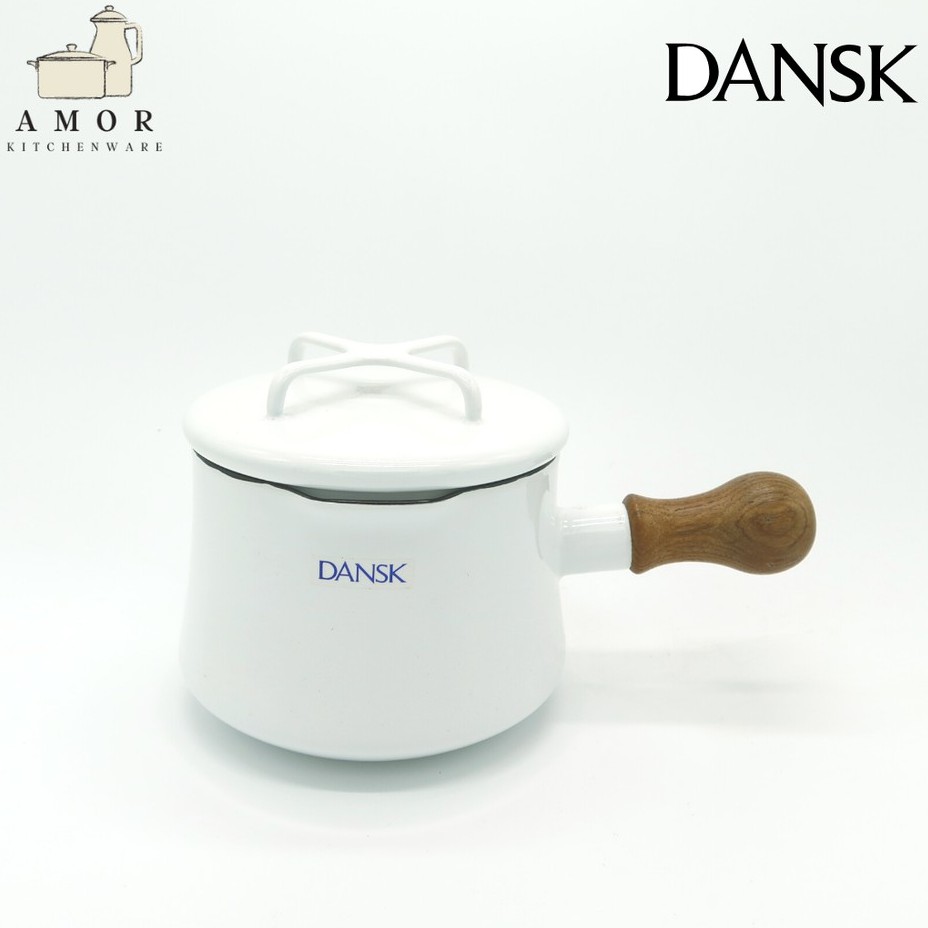 Dansk Kobenstyle 1 Qt. Saucepan หม้อเคลือบอินาเมลขนาดเล็ก ด้ามไม้สัก