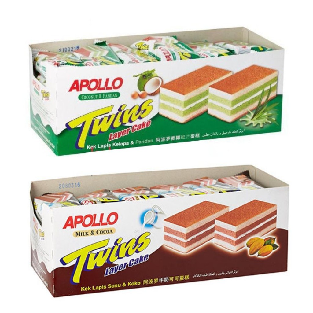 เค้ก Apollo Twins Cake แพ็คหนึ่ง 24 ชิ้น 18g | Shopee Thailand