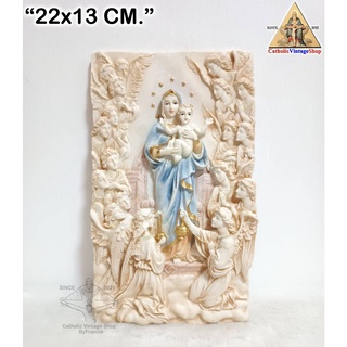 รูปปั้น แขวนผนัง พระแม่มารีย์อุ้มพระกุมาร (Mother of God) คาทอลิก คริสต์  Statue Figurine religion