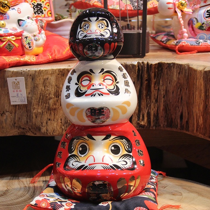 ดารุมะ-daruma-ญี่ปุ่น-ตุ๊กตามงคล-มั่งคั่งร่ำรวย-ขอพรให้สมหวัง-สูง-3-ชั้น-ขนาด-14-14-28-cm