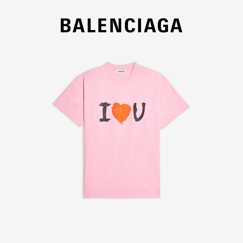 s-5xl-balenciaga-เสื้อยืดลําลอง-แขนสั้น-พิมพ์ลาย-i-love-u-สําหรับผู้หญิง