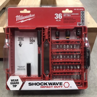 Milwaukee ชุดดอกไขควง 36 ชิ้นชุด SHOCKWAVE™ Impact Duty Driver Bit Set - 36PC #48-32-4005