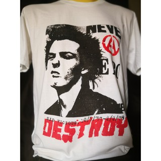 เสื้อยืดเสื้อวงนำเข้า Destroy Sid Vicious Sex Pistols Punk Rock Retro Style Vintage T-Shirt