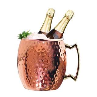 ถังแช่ไวน์  ถังแช่แชมเปญ ถังนำ้แข็งสีพิงค์โกล Big mug hammered wine bucket