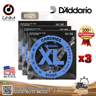 DAddario สายกีตาร์ไฟฟ้า รุ่น ECG-25 (Light Guage .012 - .052 ) // 3 ชุด