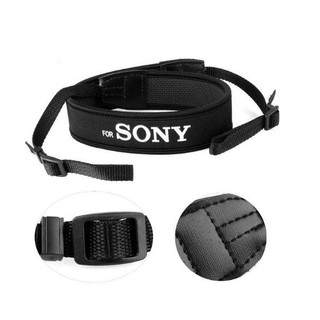 สายคล้องกล้องผ่อนแรง โซนี่  For Sonyแบบนิ่ม สายดำ/อักษรขาว