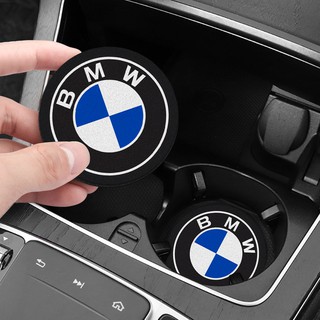 ที่รองแก้วในรถ ลาย BMW แบบยางนุ่ม กันลื่น 2 ชิ้น