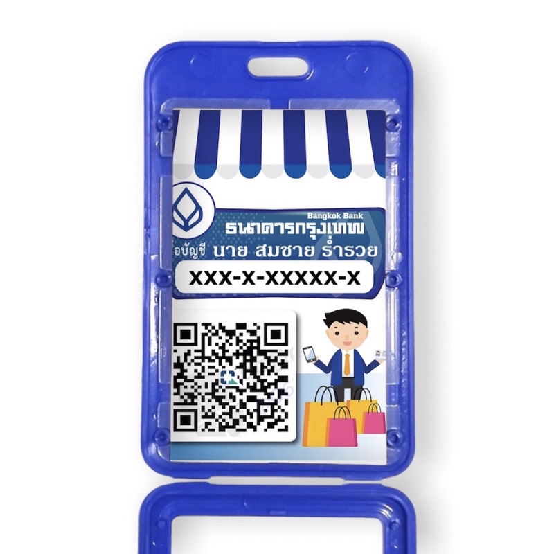 สายคล้องคอมาพร้อมเคสใส่บัตร-สแกนqr-code-สีสันสดใส