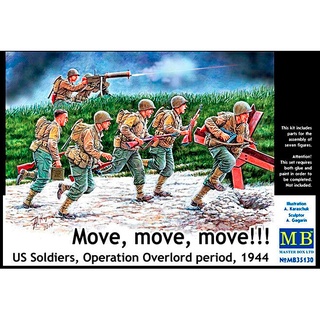 โมเดลประกอบฟิกเกอร์ทหาร Master Box 1/35MB35130 "Move, move, move!!!" US Soldiers, Operation Overlord period, 1944"