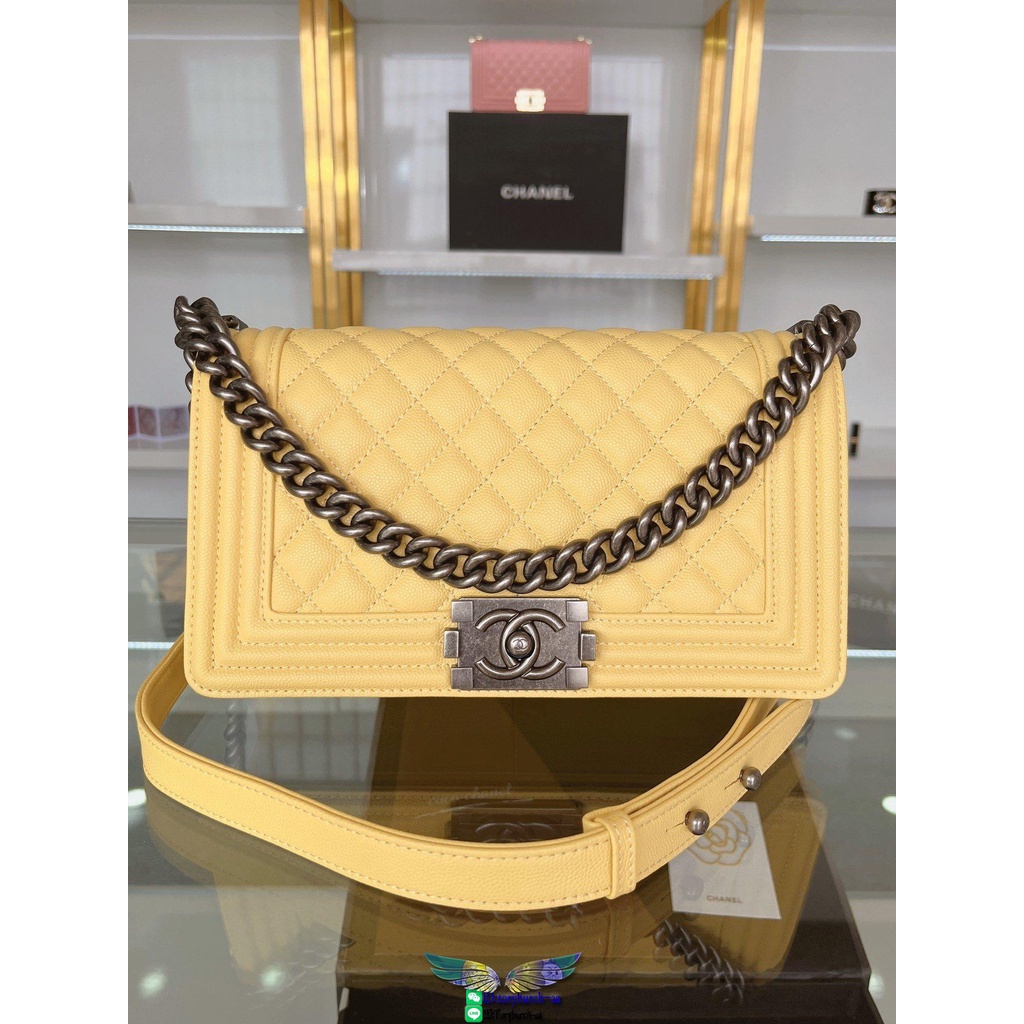 lemon-ch-caviar-leboy-chain-sling-shoulder-crossbody-flap-messenger-bag