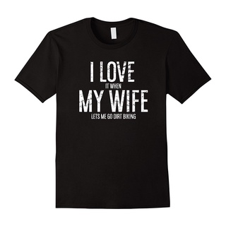 เสื้อยืด ผ้าฝ้าย 100% พิมพ์ลายกราฟฟิค Love Wife Dirt Biking Husband ของขวัญวิบาก แฟชั่นสําหรับผู้ชายS-5XL