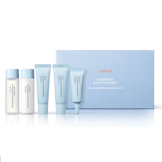 Laneige Water Bank Blue Hyaluronic 3, 5Step Essential Kit Serum, Cream